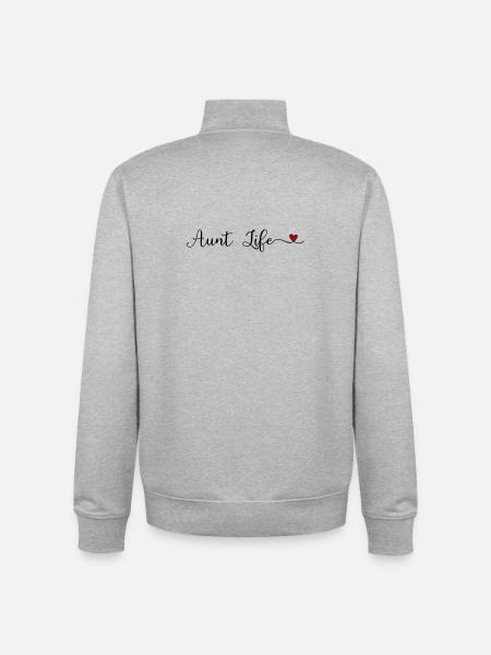 Aunt Life - Unisex Organic Zip Sweatshirt by Stanley/Stella - heather grey