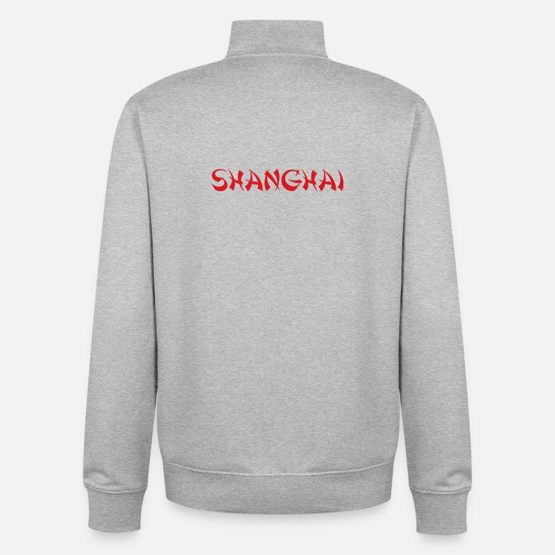 SHANGHAI - Sweat zippé unisexe en coton bio Stanley/Stella - gris chiné