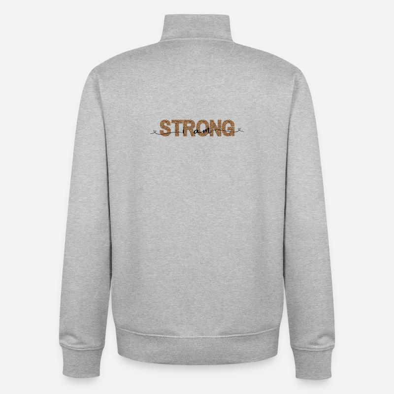 Leopard STRONG Schriftprint - Unisex Organic Zip Sweatshirt von Stanley/Stella - Grau meliert