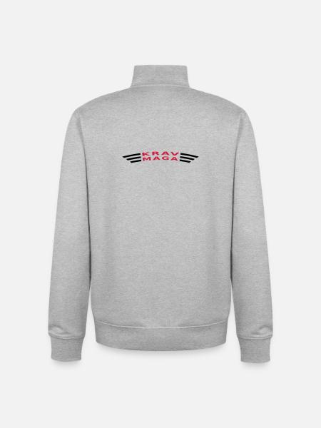 KRAVMAGA curved - Unisex Organic Zip Sweatshirt by Stanley/Stella - heather grey