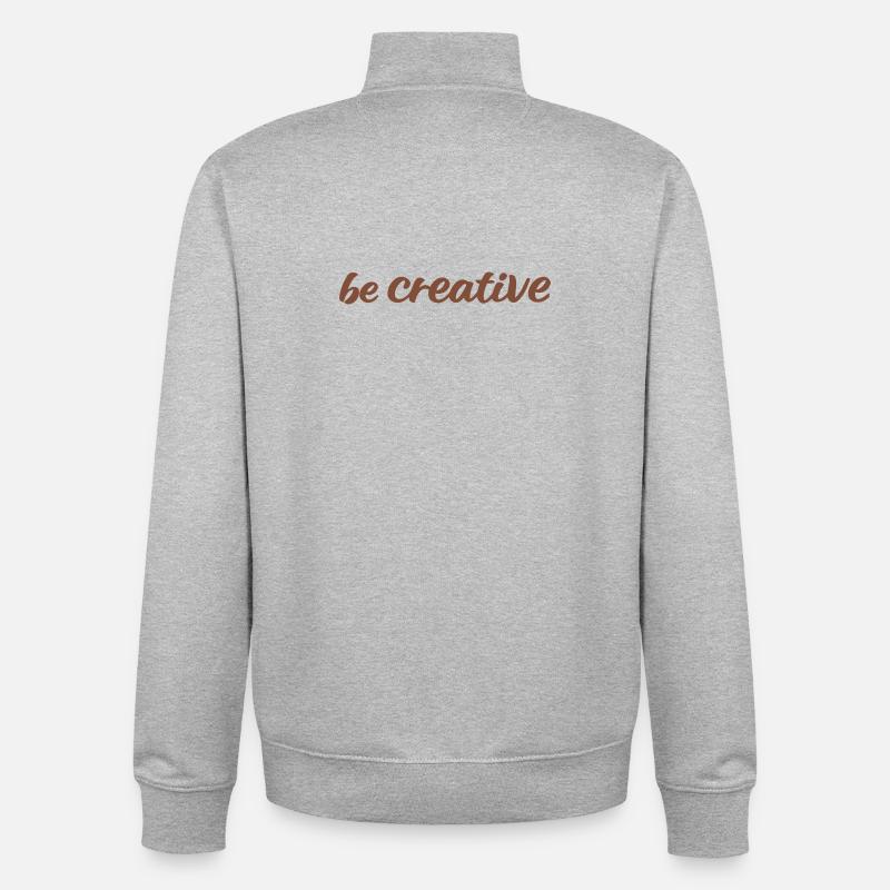 Be Creative Script Marron - Sweat zippé unisexe en coton bio Stanley/Stella - gris chiné