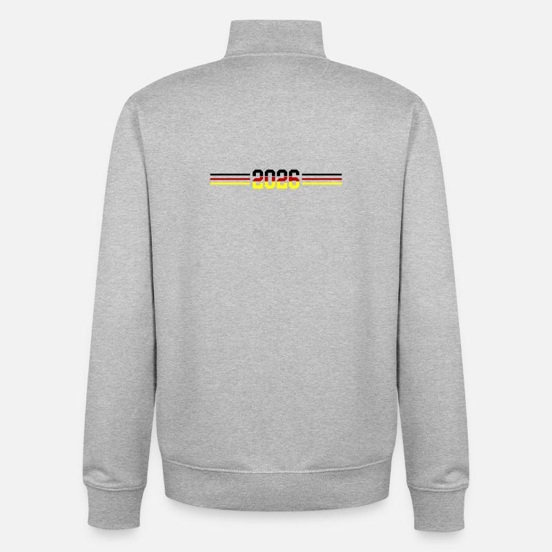 Drapeau allemand 2026 - Sweat zippé unisexe en coton bio Stanley/Stella - gris chiné