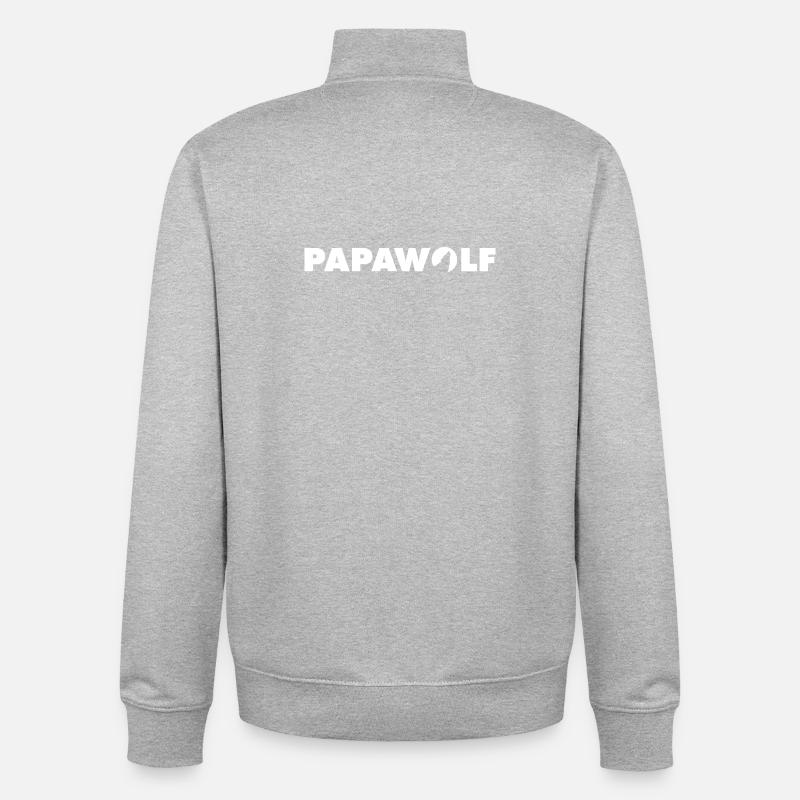 Lettrage blanc Papawolf - Sweat zippé unisexe en coton bio Stanley/Stella - gris chiné