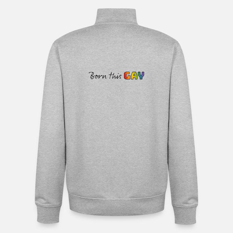Rainbow born this gay - Unisex Organic Zip Sweatshirt by Stanley/Stella - heather grey