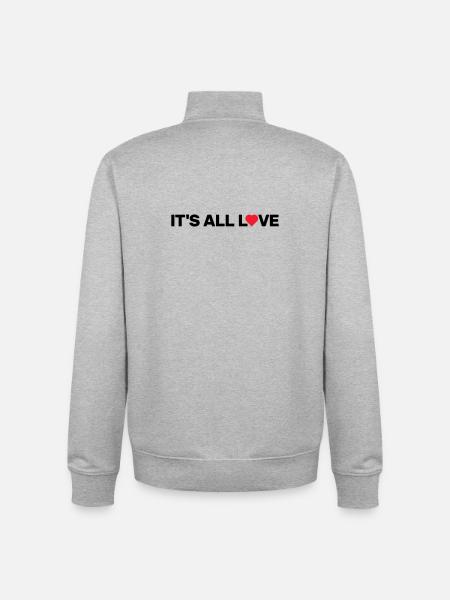 It's All Love - Unisex Organic Zip Sweatshirt by Stanley/Stella - heather grey