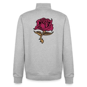 Rose (fleur) - Sweat zippé unisexe en coton bio Stanley/Stella - gris chiné - Dos - AI Model Male 185 light (185cm)