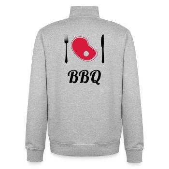 BBQ - Barbecue - Grill - Unisex Organic Zip Sweatshirt by Stanley/Stella - heather grey - Back - AI Model Male 185 light (185cm)