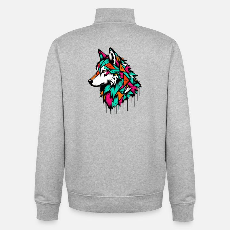 Wolf - Unisex Organic Zip Sweatshirt by Stanley/Stella - heather grey
