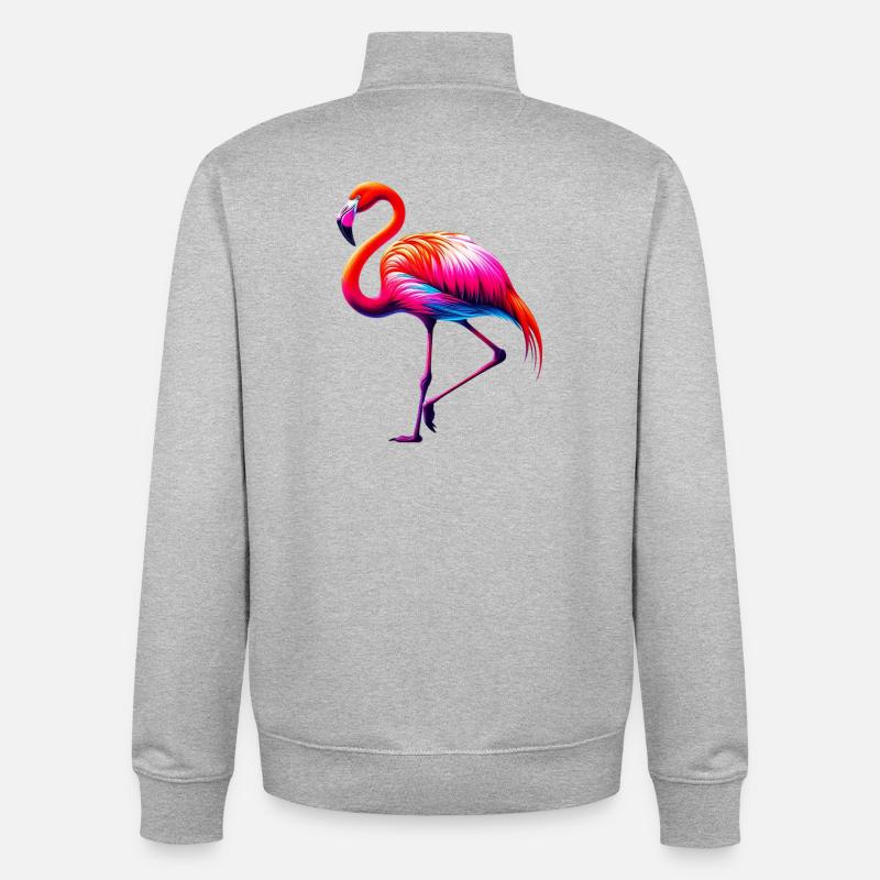 Flamant - Sweat zippé unisexe en coton bio Stanley/Stella - gris chiné
