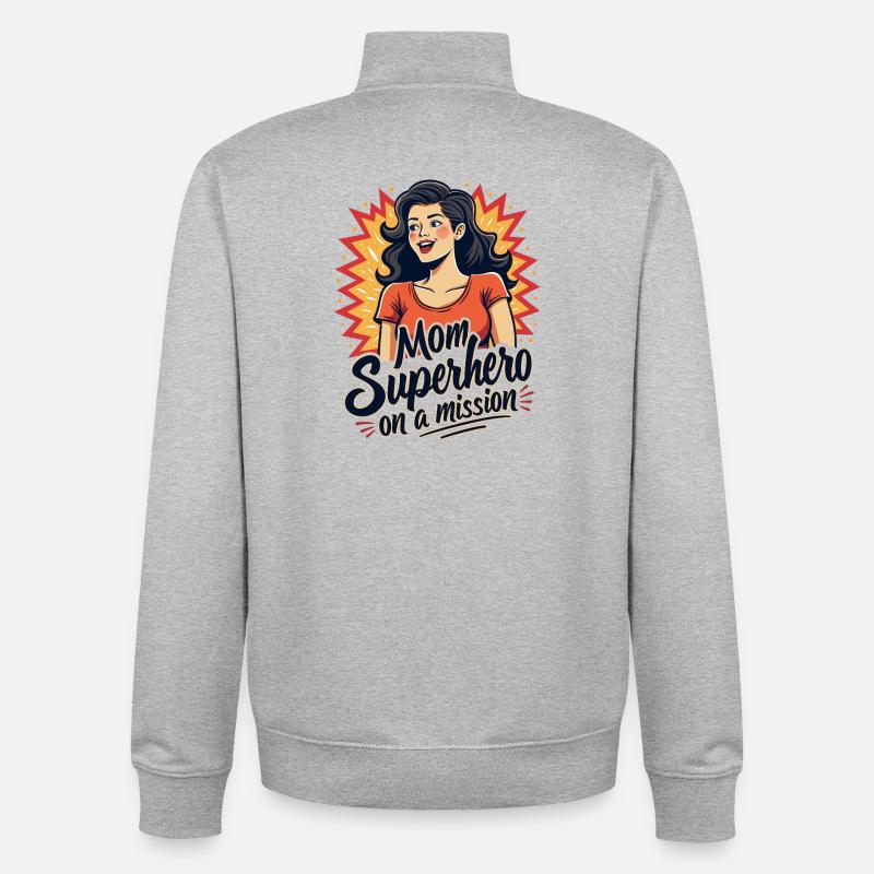 Mutter, Superheldin auf einer Mission ! - Unisex Organic Zip Sweatshirt von Stanley/Stella - Grau meliert