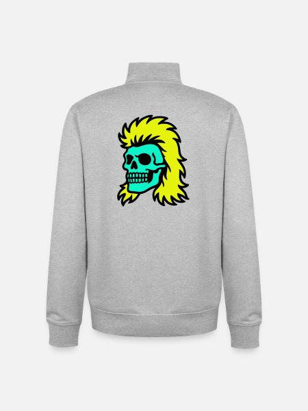 Mullet Skull - Unisex Organic Zip Sweatshirt by Stanley/Stella - heather grey