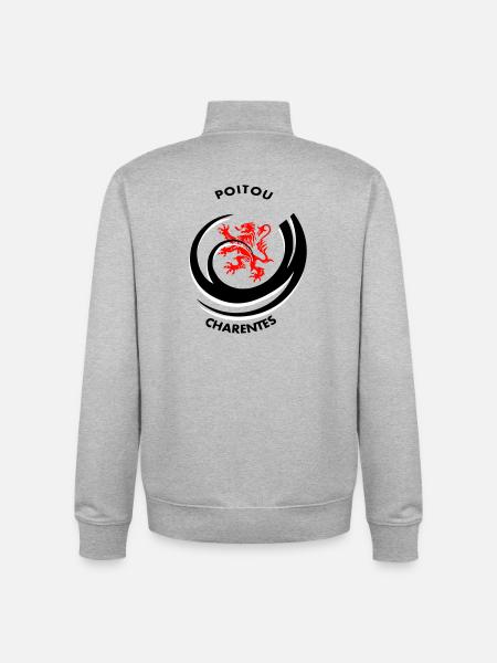 Emblem Poitou Charentes - Unisex Organic Zip Sweatshirt by Stanley/Stella - heather grey