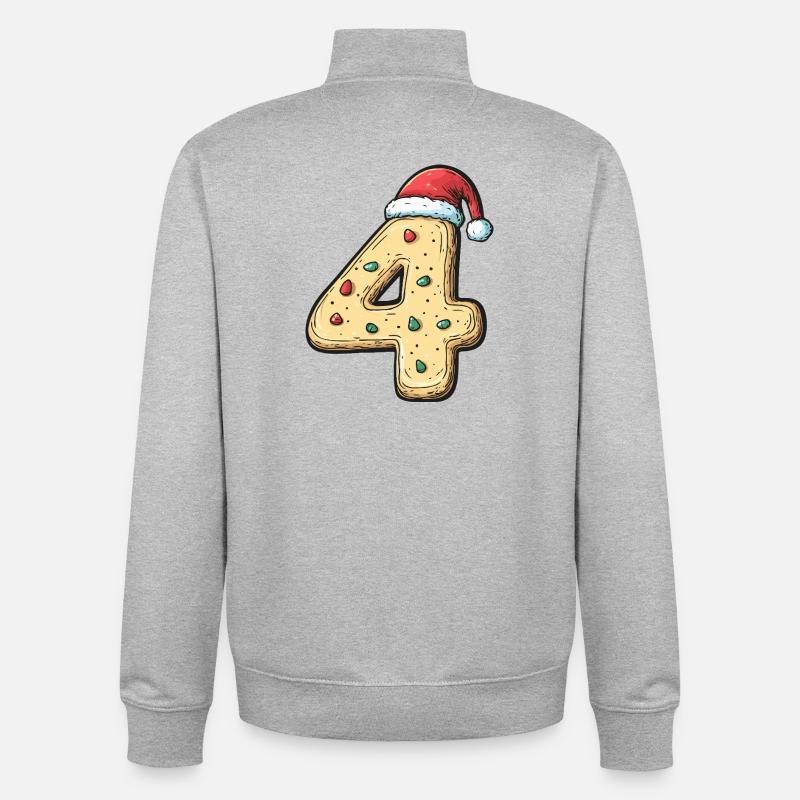 Biscuit de Noël à 4 chiffres - Sweat zippé unisexe en coton bio Stanley/Stella - gris chiné