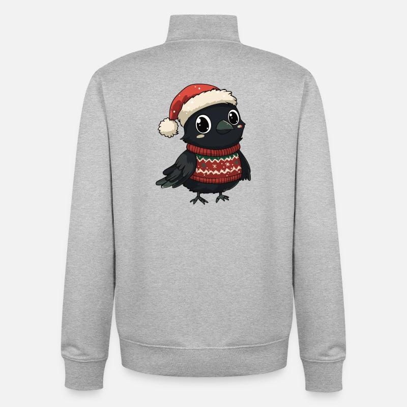 Noël de Corbeau - Sweat zippé unisexe en coton bio Stanley/Stella - gris chiné