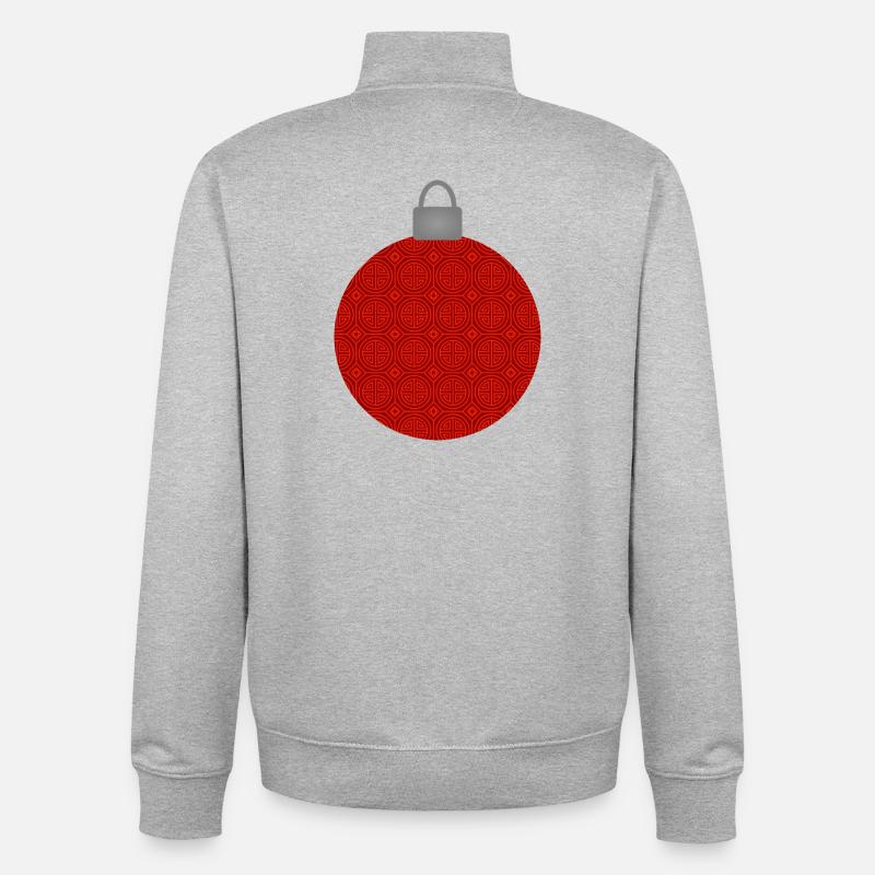 Rotes Rundmuster Weihnachtskugel - Unisex Organic Zip Sweatshirt von Stanley/Stella - Grau meliert