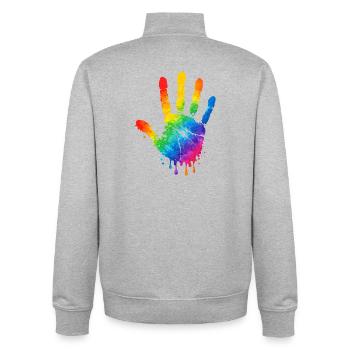 Colorful Handprint Watercolor Design - Unisex Organic Zip Sweatshirt by Stanley/Stella - heather grey - Back - AI Model Male 185 light (185cm)