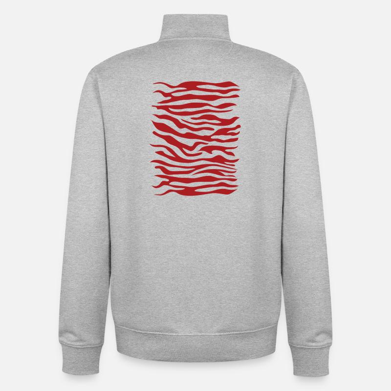 Zebra Pattern Red - Unisex Organic Zip Sweatshirt by Stanley/Stella - heather grey