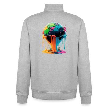 Globus - Erde - Weltkugel - Unisex Organic Zip Sweatshirt von Stanley/Stella - Grau meliert - Hinten - AI Model Male 185 light (185cm)