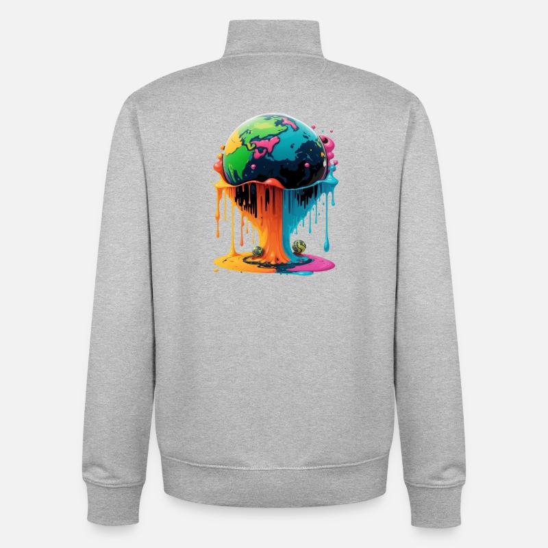 Globe - Terre - Globe - Sweat zippé unisexe en coton bio Stanley/Stella - gris chiné