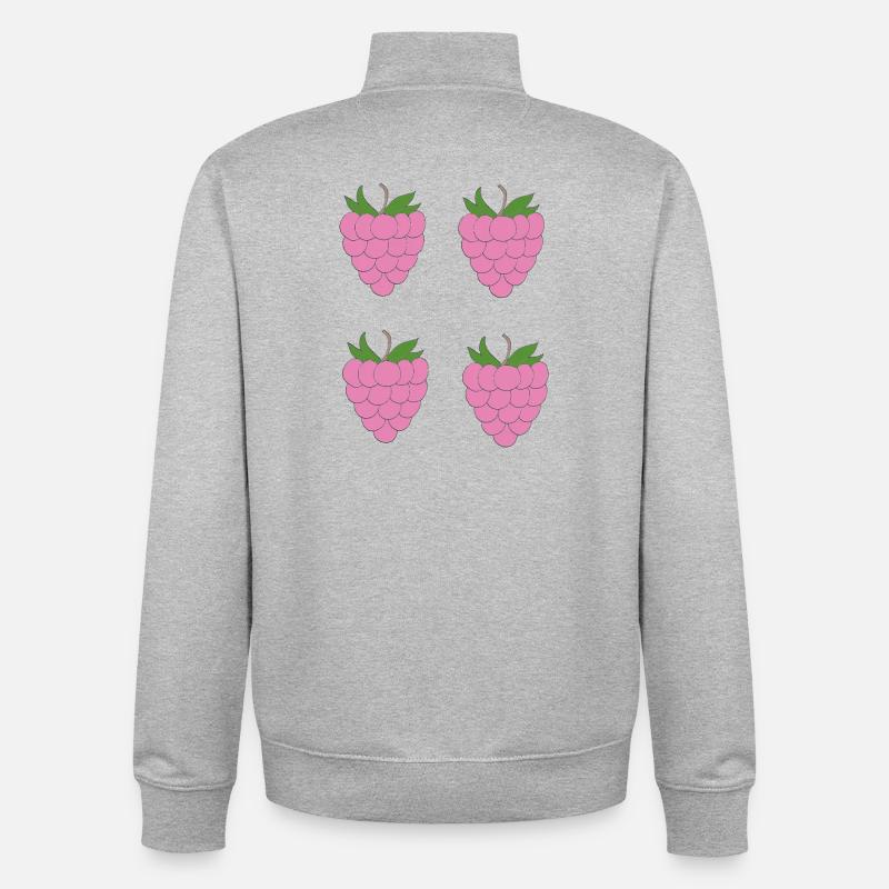 Raspberry Double Cluster Pattern - Unisex Organic Zip Sweatshirt by Stanley/Stella - heather grey