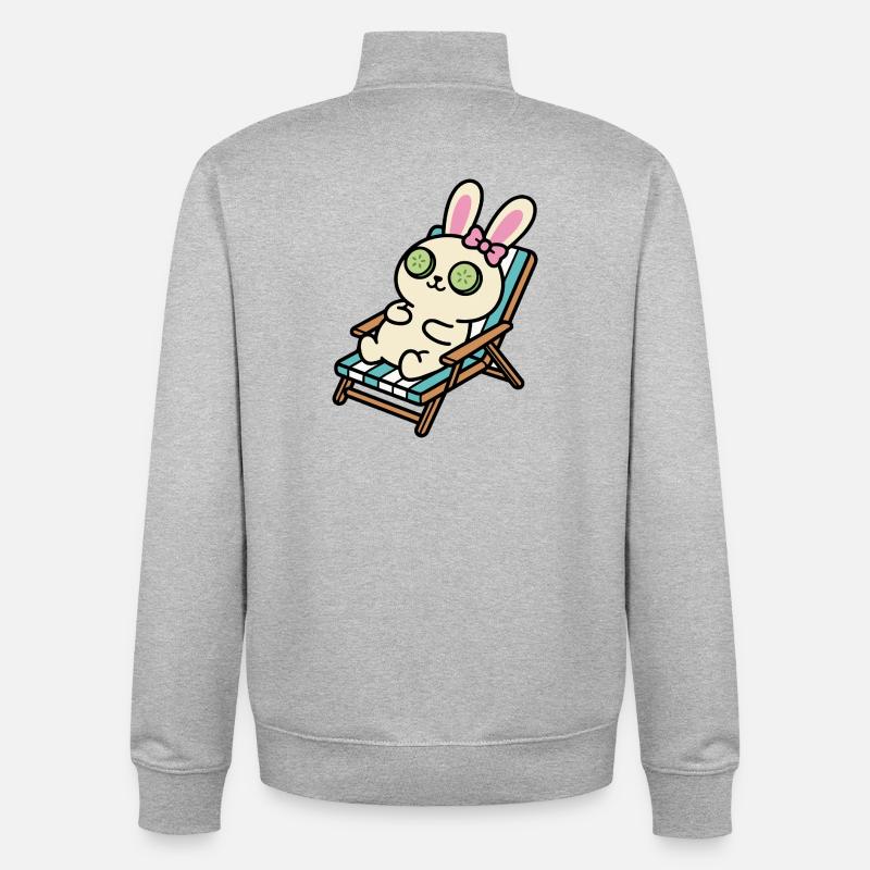 Kawaii Bunny, détends-toi - Sweat zippé unisexe en coton bio Stanley/Stella - gris chiné