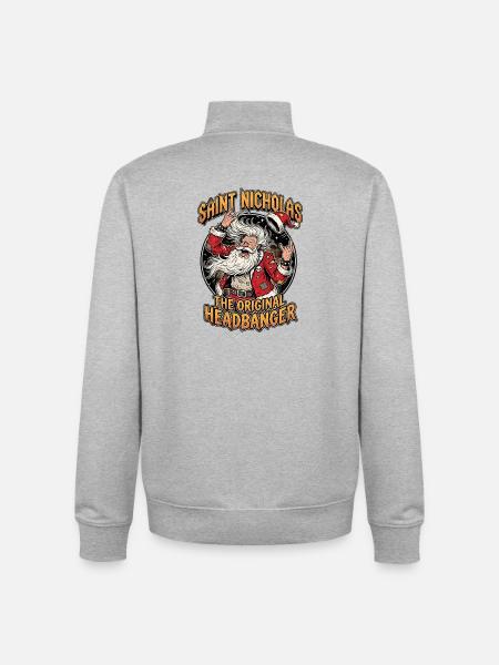 Heavy Metal Santa Claus - Unisex Organic Zip Sweatshirt by Stanley/Stella - heather grey