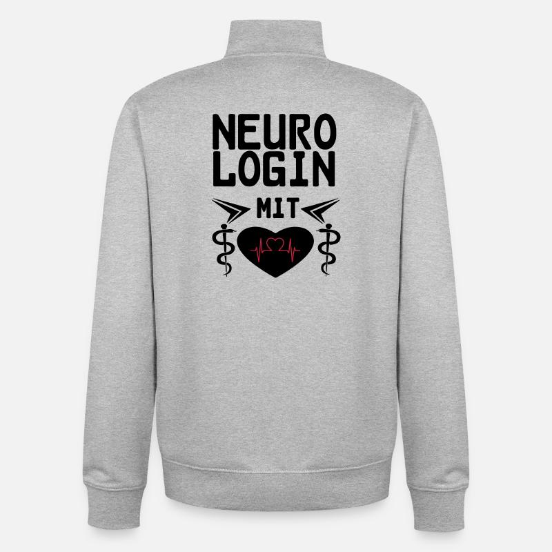 Neurologin mit Herz Geschenk - Unisex Organic Zip Sweatshirt von Stanley/Stella - Grau meliert