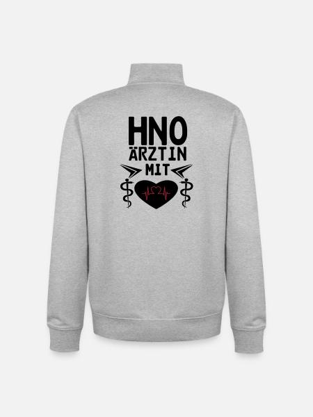 HNO Ärztin mit Herz Geschenk - Unisex Organic Zip Sweatshirt von Stanley/Stella - Grau meliert
