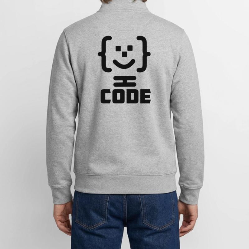 Logo du code du programmeur principal avec texte CODE Sweat zippé unisexe en coton bio Stanley/Stella