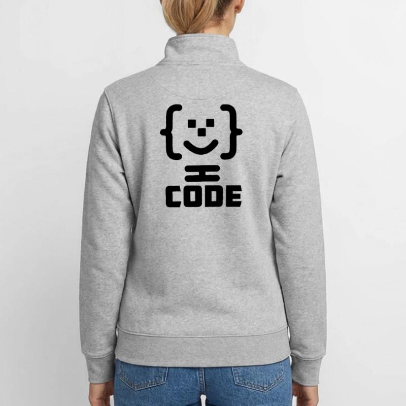 Logo du code du programmeur principal avec texte CODE Sweat zippé unisexe en coton bio Stanley/Stella