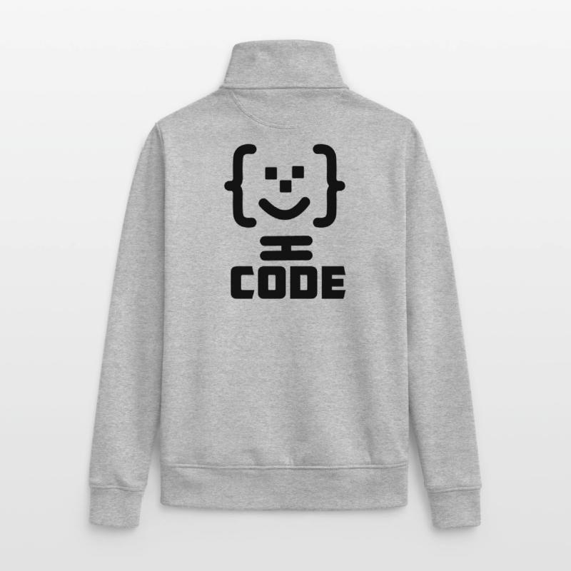 Logo du code du programmeur principal avec texte CODE Sweat zippé unisexe en coton bio Stanley/Stella