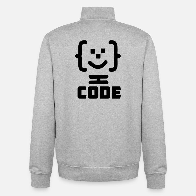 Hauptprogrammierer-Code-Logo mit Text CODE - Unisex Organic Zip Sweatshirt von Stanley/Stella - Grau meliert