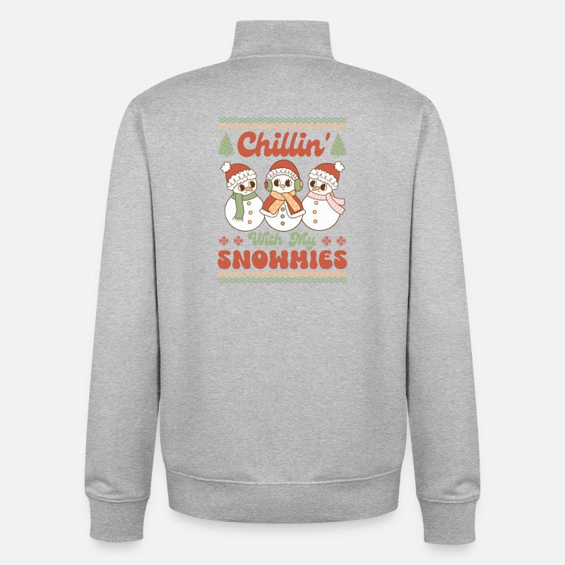 Pull de Noël moche - Sweat zippé unisexe en coton bio Stanley/Stella - gris chiné