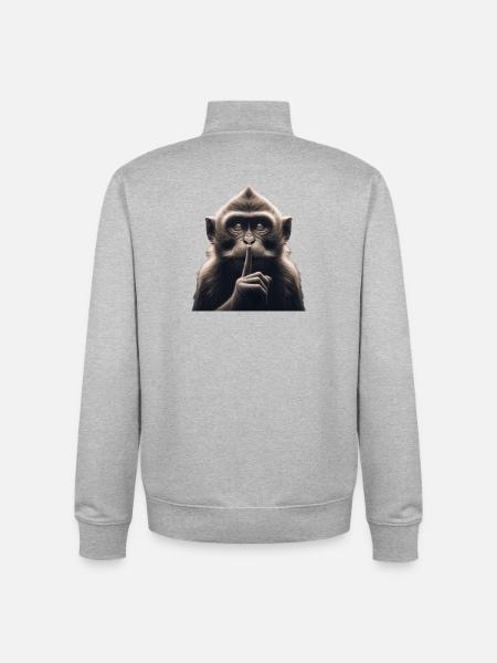 A Silent Monkey - Unisex Organic Zip Sweatshirt by Stanley/Stella - heather grey