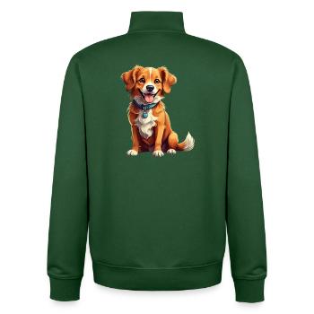 Dog Playful Companion Children's Gift - Unisex Organic Zip Sweatshirt by Stanley/Stella - bottle green - Back - AI Model Male 185 dark (185cm)