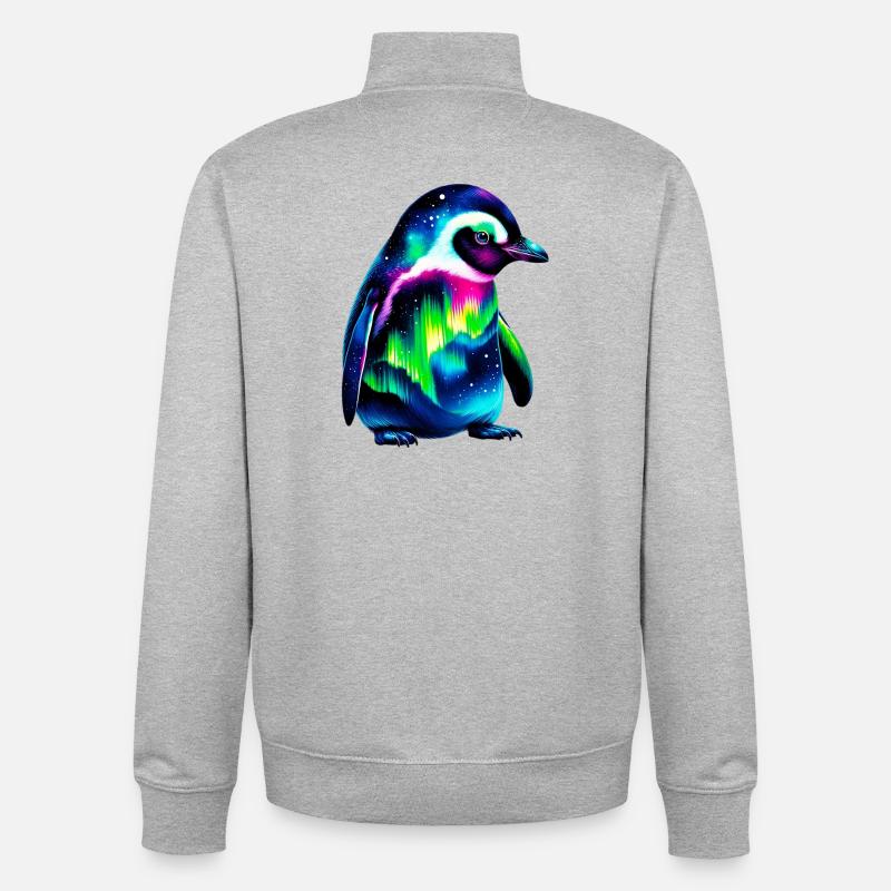 Penguin - Unisex Organic Zip Sweatshirt by Stanley/Stella - heather grey