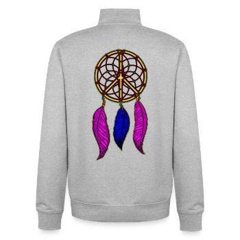 Peace Traumfänger - Unisex Organic Zip Sweatshirt von Stanley/Stella - Grau meliert - Hinten - AI Model Male 185 light (185cm)