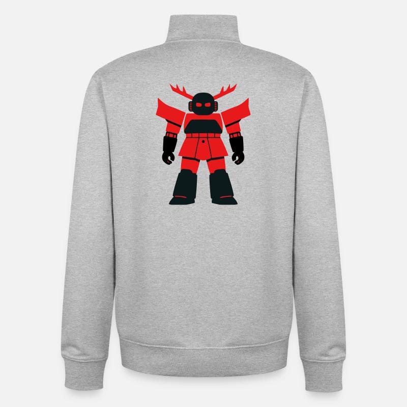 Samurai Robo mit Geweih - Unisex Organic Zip Sweatshirt von Stanley/Stella - Grau meliert