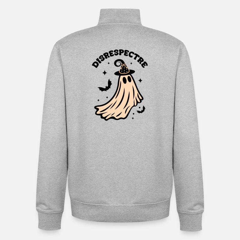 Crowned Ghost - Unisex Organic Zip Sweatshirt by Stanley/Stella - heather grey