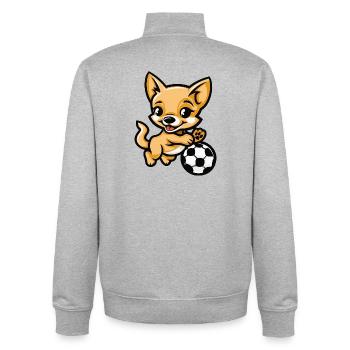 Caricature Kicker Chihuahua - Sweat zippé unisexe en coton bio Stanley/Stella - gris chiné - Dos - AI Model Male 185 light (185cm)