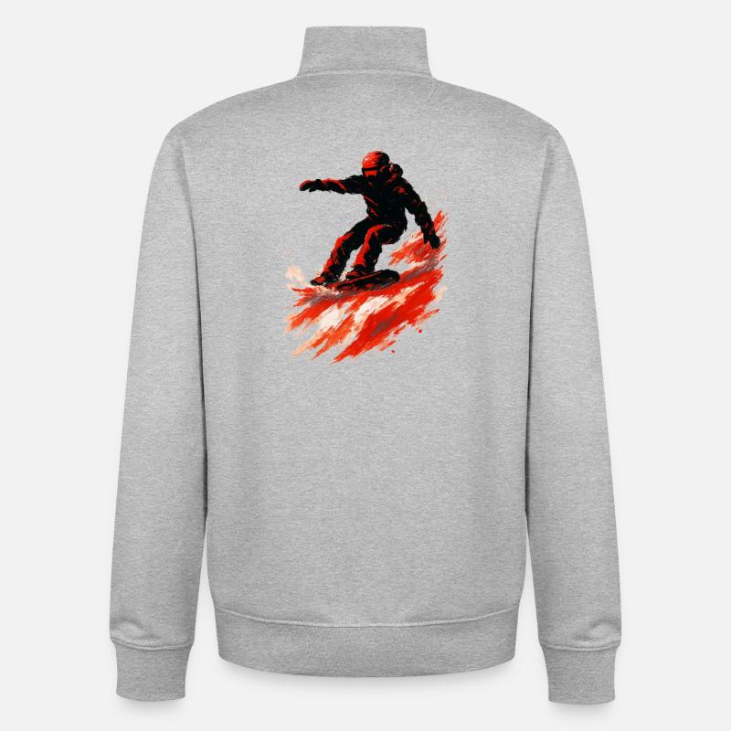 Snowboard | Snow | Snowboarder | Ski - Sweat zippé unisexe en coton bio Stanley/Stella - gris chiné
