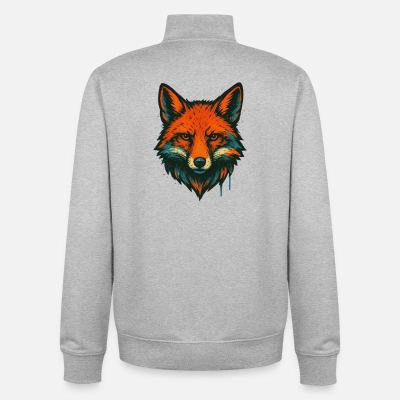 Fuchs im Neon-Graffiti - Unisex Organic Zip Sweatshirt von Stanley/Stella - Grau meliert