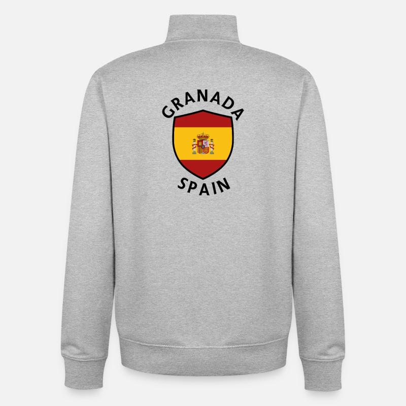 Granada Spain Shield - Unisex Organic Zip Sweatshirt by Stanley/Stella - heather grey