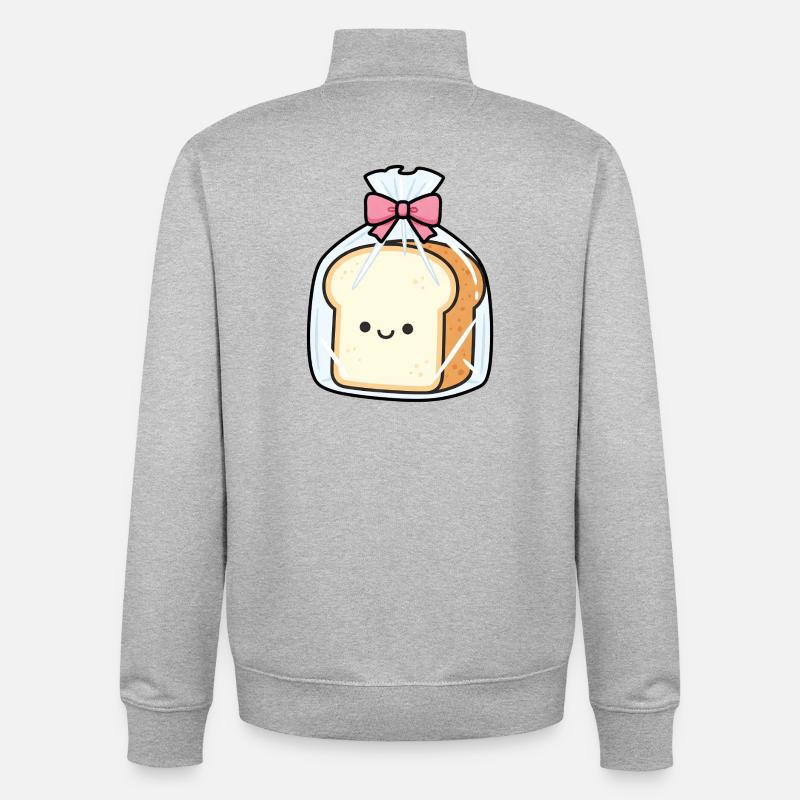 Bagged Kawaii Bread with Pink Bow - Unisex Organic Zip Sweatshirt by Stanley/Stella - heather grey
