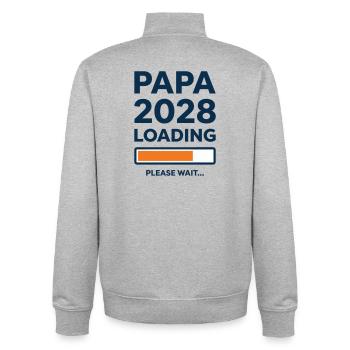 Papa 2028 lädt - Unisex Organic Zip Sweatshirt von Stanley/Stella - Grau meliert - Hinten - AI Model Male 185 light (185cm)