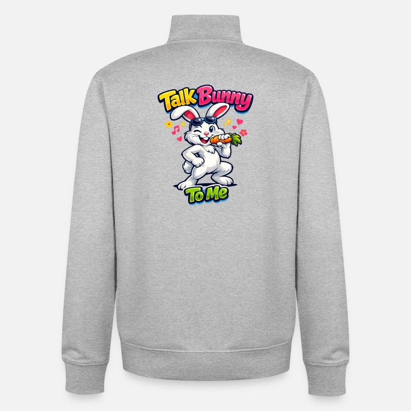Bunny Bunny Spring Summer Easter Garden - Unisex Organic Zip Sweatshirt by Stanley/Stella - heather grey