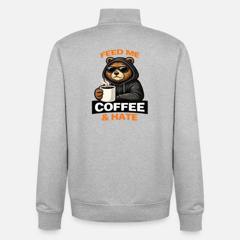 Grumpy Bear Kaffee-Einstellung - Unisex Organic Zip Sweatshirt von Stanley/Stella - Grau meliert