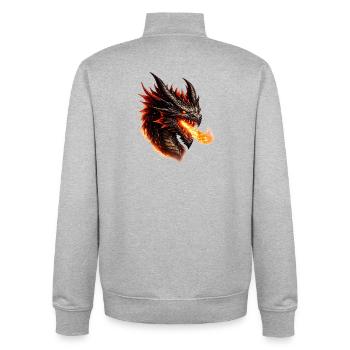 Fire Dragon Flaming Head - Unisex Organic Zip Sweatshirt by Stanley/Stella - heather grey - Back - AI Model Male 185 light (185cm)