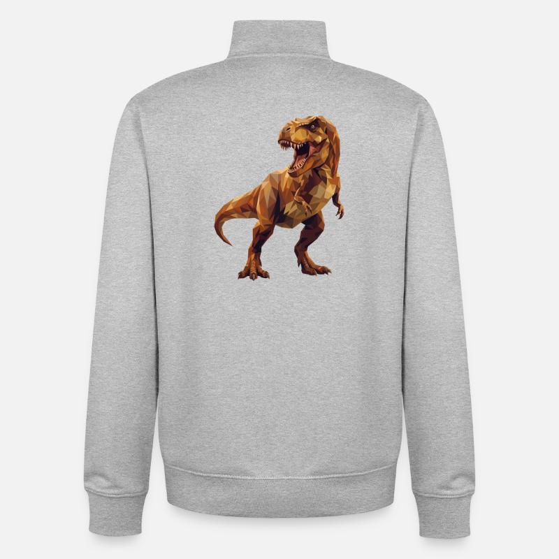 Geometrische T-Rex-Dinosaurier-Low-Poly-Erdtöne - Unisex Organic Zip Sweatshirt von Stanley/Stella - Grau meliert
