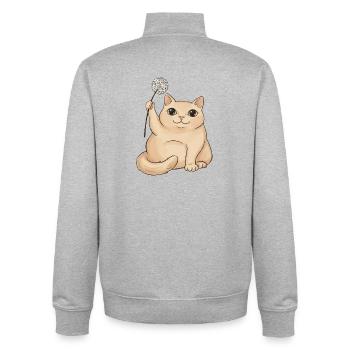 Niedliche Katze mit Löwenzahn - Unisex Organic Zip Sweatshirt von Stanley/Stella - Grau meliert - Hinten - AI Model Male 185 light (185cm)